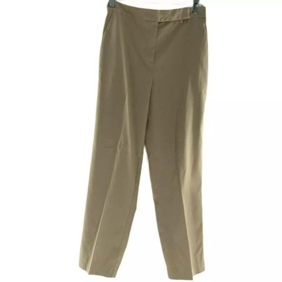 Talbots Khaki Pants Women 10 Flat Front Stretch Casual Formal Officewear Trouser - Picture 1 of 7